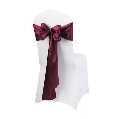 LOVWY chair sashes Burgundy 6.7" x 108" Pack of 10 Satin Chair Sashes