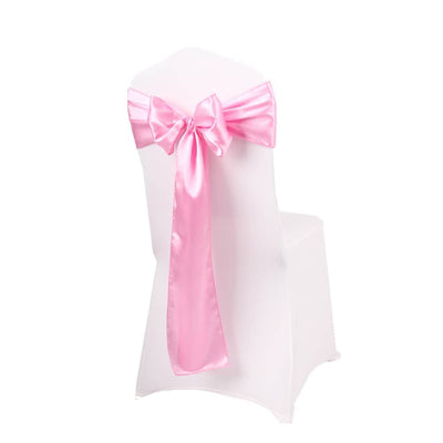 LOVWY chair sashes Pink 6.7" x 108" Pack of 10 Satin Chair Sashes