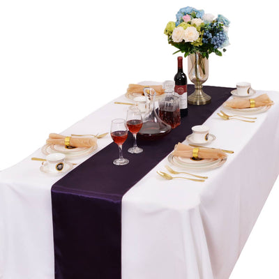 LOVWY Table Runner 12" * 108" Eggplant Satin Table Runner